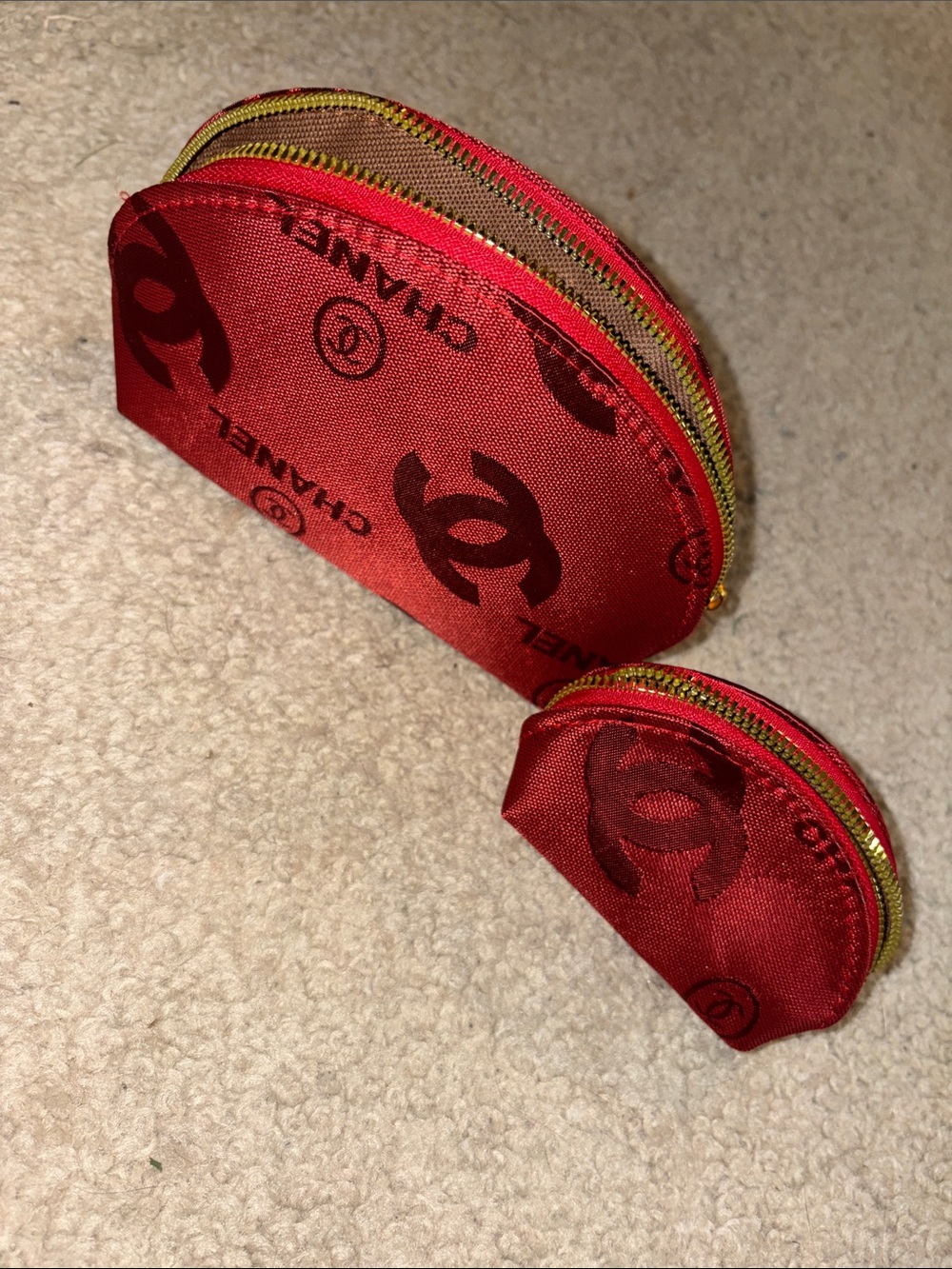 Designer inspired  Red Logo Double Cosmetic Case